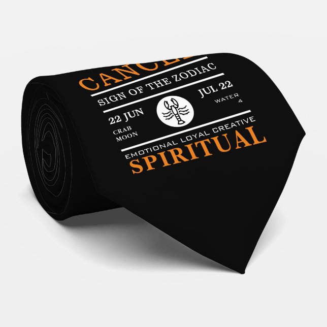 Corbata Rótulo de cáncer de zodiaco, astrológico (Enrollado)