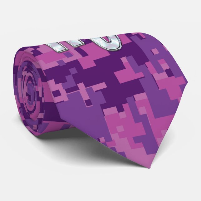 Corbata Rótulo Escorpio Horóscopo en Camo Digital Rosa (Enrollado)