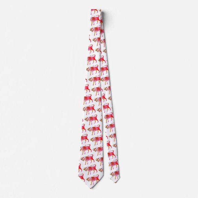 Corbata Rótulo rosado Taurus Zodiac (Anverso)