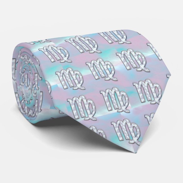 Corbata Rótulo Zodiaco Virgo elegante Nacre Madre de Perla (Enrollado)