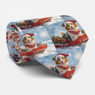 Corbata Rough Collie Dog in Sledge Let it Snow Navidades