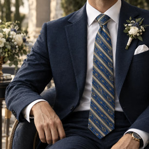 Corbata Royal Blue Gold Heritage Stripe