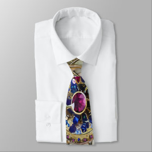 Corbata Rubí, amatista, zafiro y mandala de perla