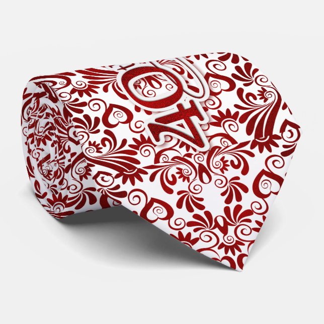 Corbata Ruby 40º Aniversario Faux Red Lead Swirls (Enrollado)