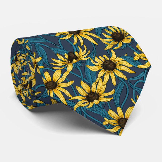 Corbata Rudbekia amarilla en la marina (Enrollado)