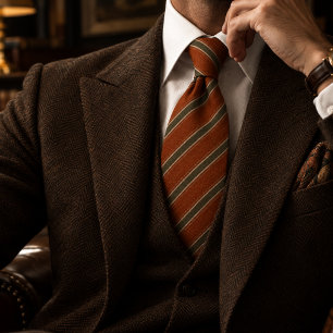Corbata Rust Oliva Franja Diagonal Heritage