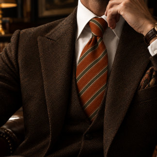 Corbata Rust Oliva Franja Diagonal Heritage