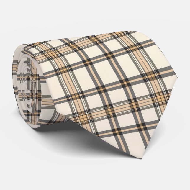 Corbata Rustic Farmhouse Beige and Brown Plaid Gift (Enrollado)