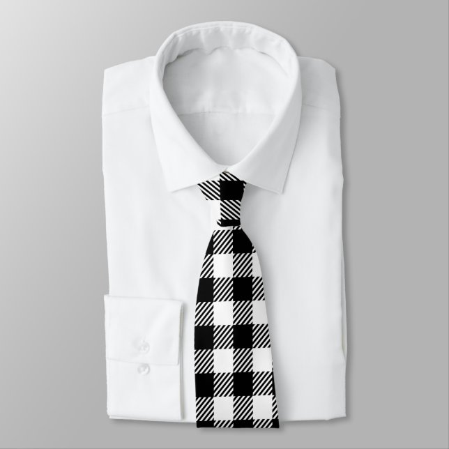 Corbata Rustic Farmhouse Black & White Checkered (Atado)
