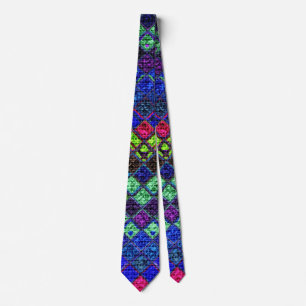 Corbata Rústica de Burlap del Patrón Mosaico Colorido #2