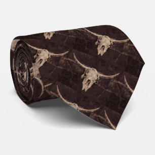 Corbata Rústico Boda de cráneo de toro textura occidental