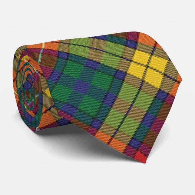 Corbata Rústico clásico Buchanan Rojo Tartán Verde (Enrollado)