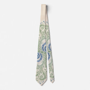 Corbata Sage and Blue Organic Leafy Paisley Swirls