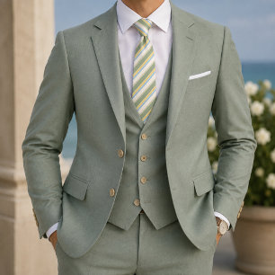 Corbata Sage Azul Mantequilla Amarillo Franja Heritage