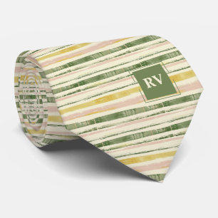 Corbata Sage Green and Pink Stripe