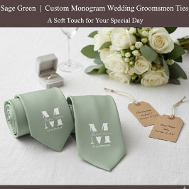 Corbata Sage Green | Custom Monogram Wedding Groomsmen