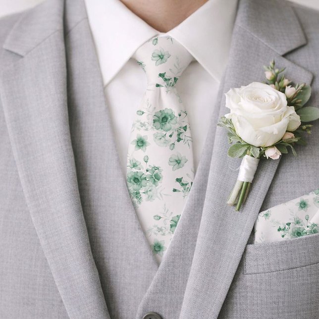 Corbata Sage Green Floral Wedding Tie (Subido por el creador)