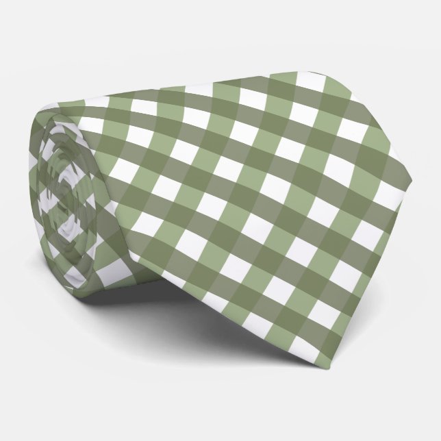 Corbata Sage Green Gingham    PatternedNeck Tie (Enrollado)