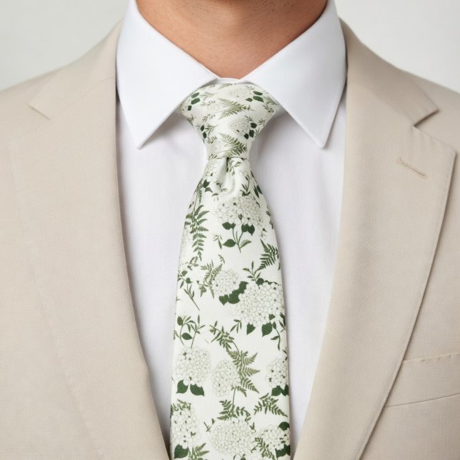 Corbata Sage Green Hydrangea & Fern (Subido por el creador)