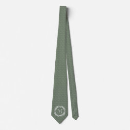 Corbata Sage Green Monograma Elegante Foliage Moderno Wrea