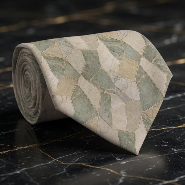 Corbata Sage Rústico y Mármol Crema Mosaico Geométrico  (Subido por el creador)