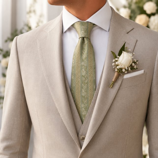 Corbata Sage Verde Olivar Regencia Lujo Botánico (Subido por el creador)