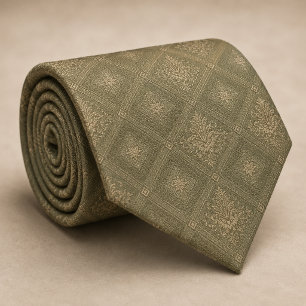Corbata Sage Verde Oro Diamante Damask Royal