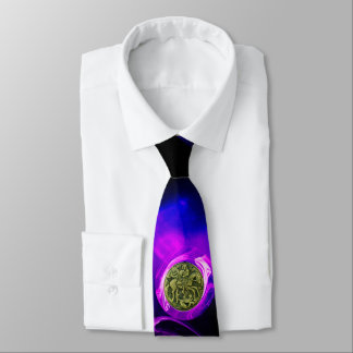 Corbata SAINT GEORGE Y DRAGON Rosa fractal púrpura azul