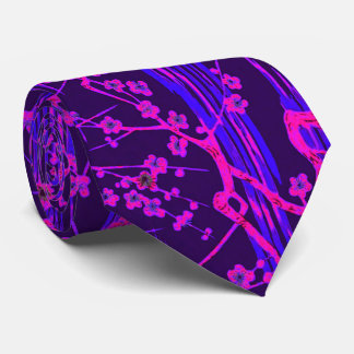 Corbata SAKURA AZUL ROSA FLORECE Patrón floral japonés