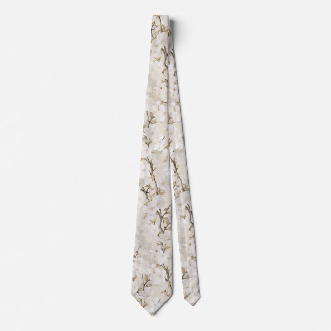 Corbata Sakura - Flor de cerezo crema (Anverso)