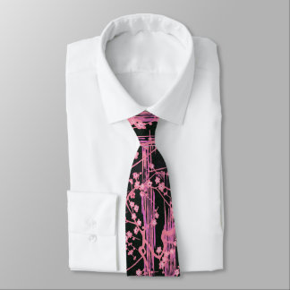 Corbata SAKURA NEGRO ROSA FLORECE Patrón floral japonés
