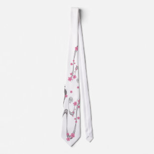 Corbata Sakura sobre el río - lazo del diseño del japon