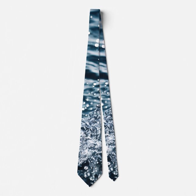 Corbata Salpicadura de agua con gota en azul acua (Anverso)