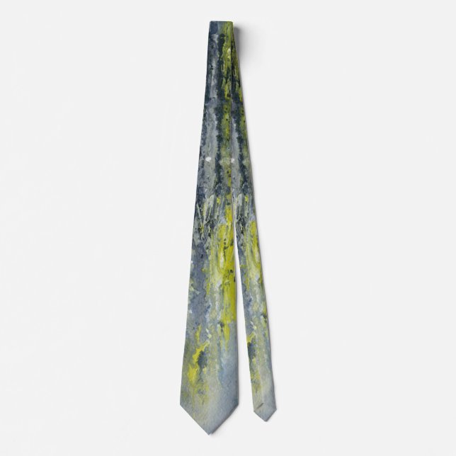 Corbata Salpicaduras de pintura abstracta en carbón y lima (Anverso)