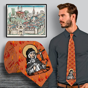 Corbata Santa Catalina de Siena con Corazón con Crucifijo
