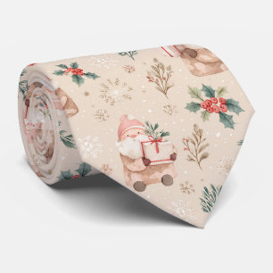 Corbata Santa Claus Botánico de Navidad en Rosa Polvorient
