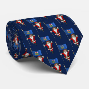 Corbata Santa Claus Con Bandera De Alberta Canadá