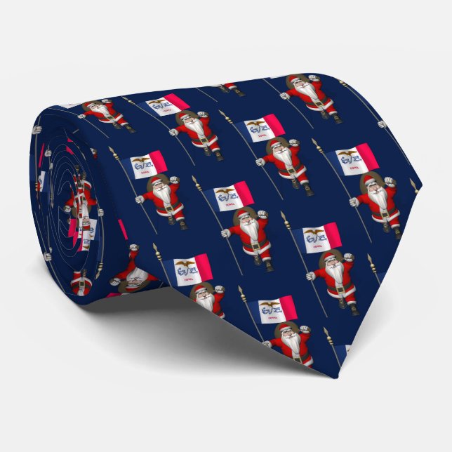 Corbata Santa Claus Con Bandera De Iowa (Enrollado)