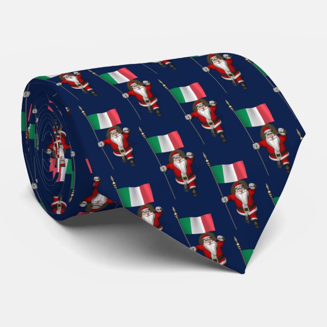 Corbata Santa Claus Con Bandera De Italia (Enrollado)