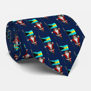 Corbata Santa Claus Con Bandera De Las Bahamas