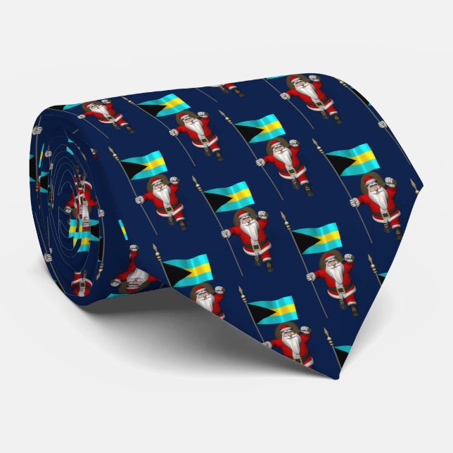 Corbata Santa Claus Con Bandera De Las Bahamas (Enrollado)