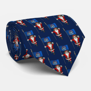 Corbata Santa Claus Con Bandera De Michigan