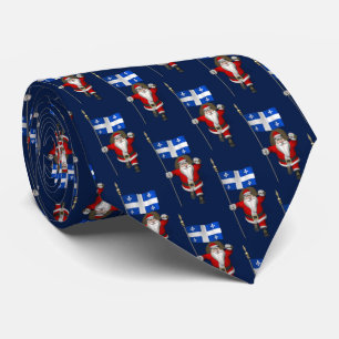 Corbata Santa Claus Con Bandera De Quebec