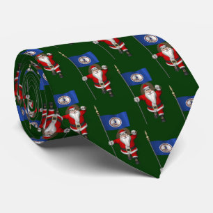 Corbata Santa Claus Con Bandera De Virginia