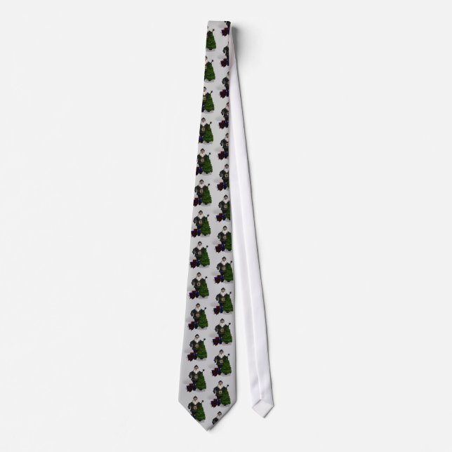 Corbata Santa Claus con vestido de cuero negro (Anverso)