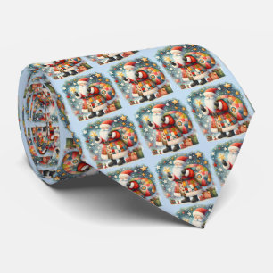 Corbata Santa Claus de Patchwork Acolchado con Estrellas d