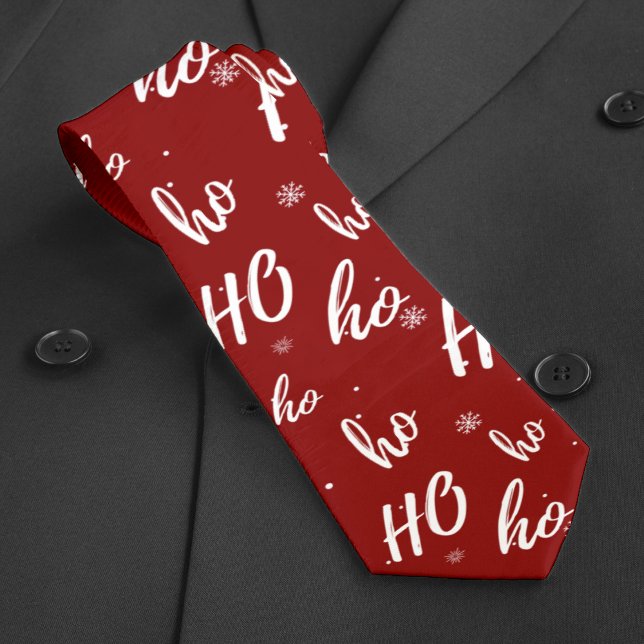 Corbata Santa Claus Ho Ho Ho Navidades Snowflake Red oscur (Santa Claus Ho Ho Ho Christmas Snowflake Dark Red Neck Tie)