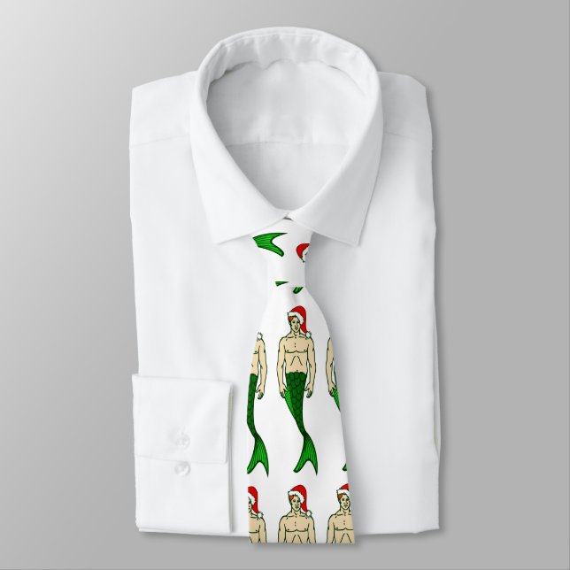 Corbata santa claus redhead merman christmas mermaid (Atado)