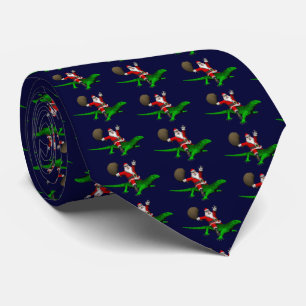 Corbata Santa Claus Riding Green Lizard