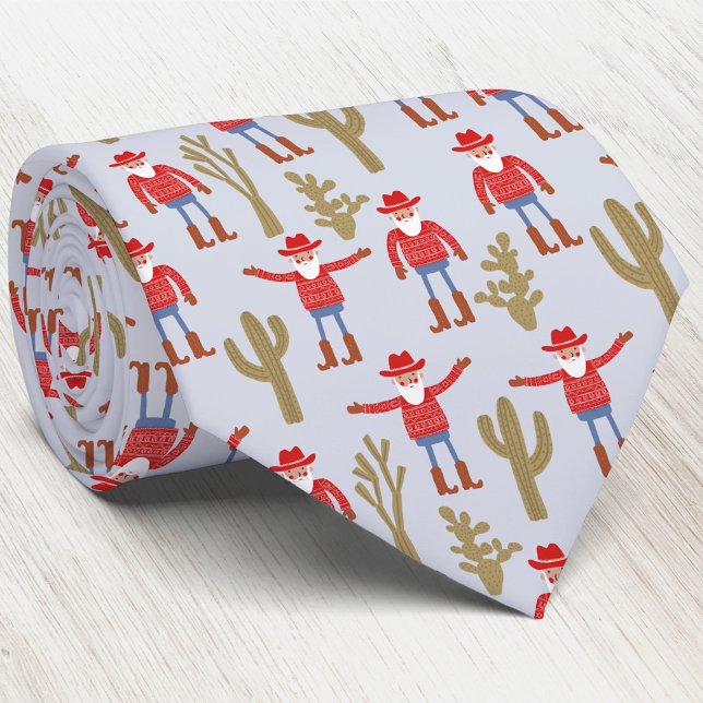 Corbata Santa Claus Vaquero Navidad Occidental Divertido A (Fun Cowboy Santa Claus Western Christmas Holiday neck tie)